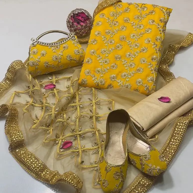 5 Pcs Fancy Collection Suit Crinkle Chiffon