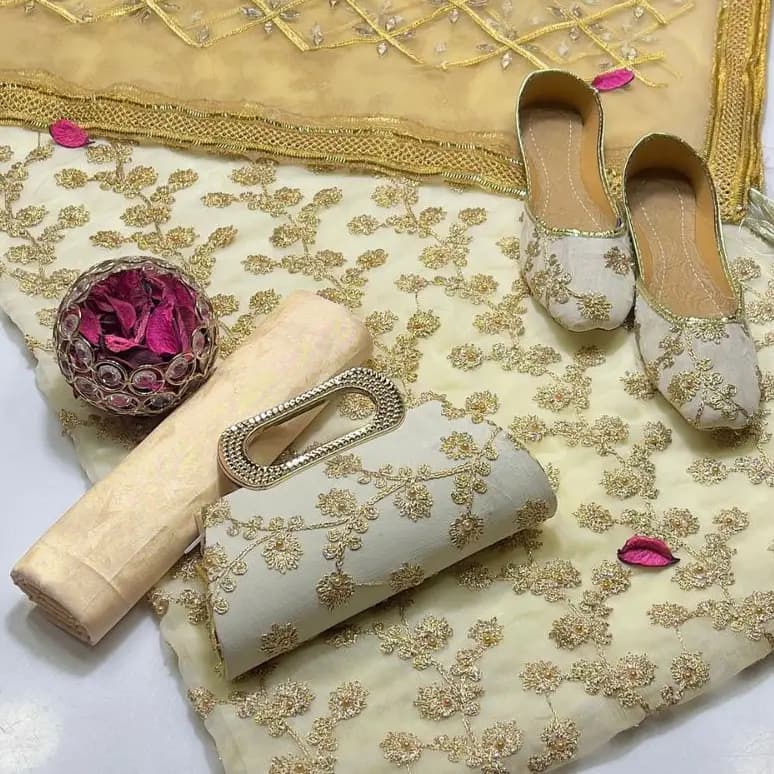 5 Pcs Fancy Collection Suit Crinkle Chiffon