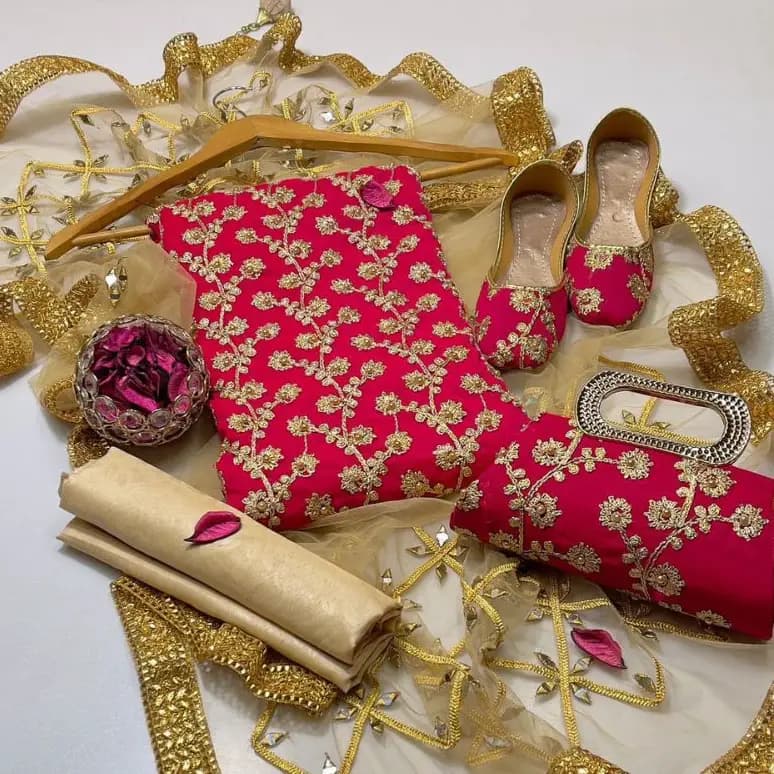 5 Pcs Fancy Collection Suit Crinkle Chiffon