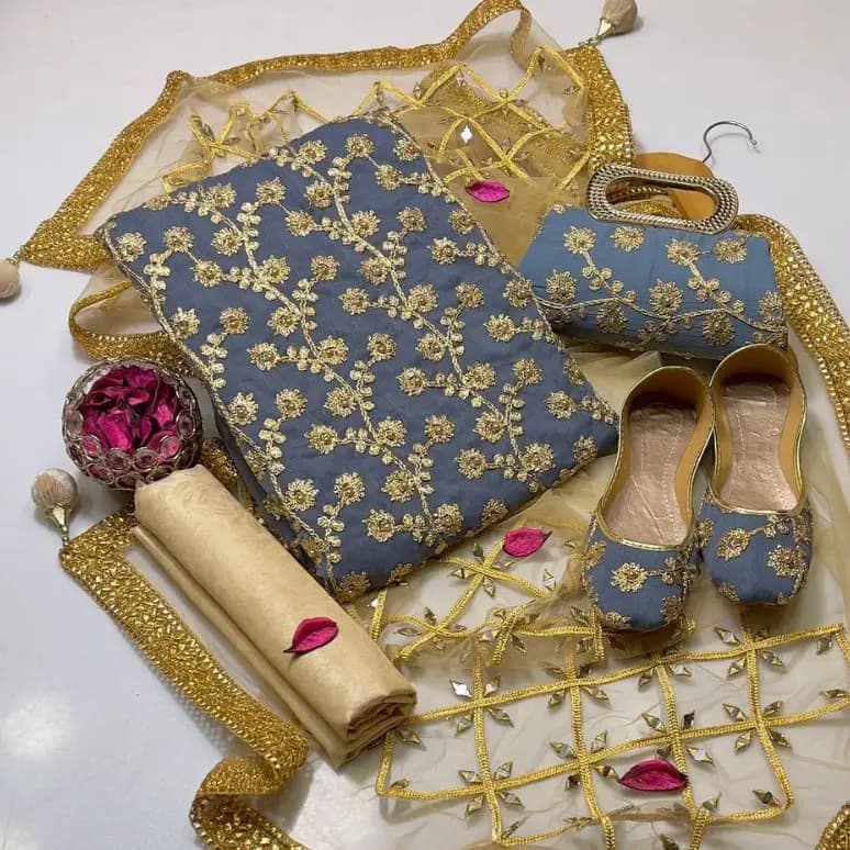 5 Pcs Fancy Collection Suit Crinkle Chiffon