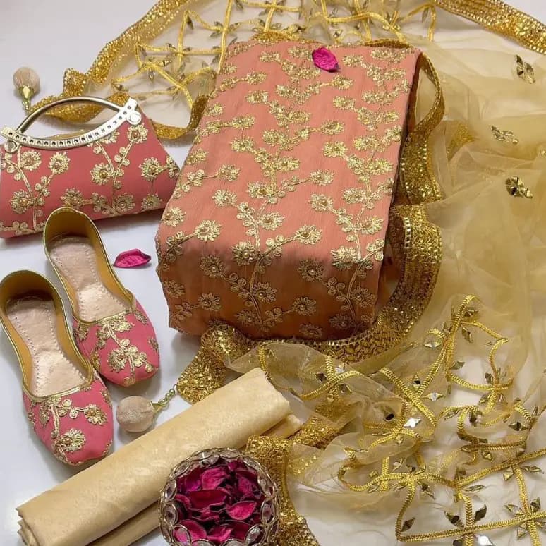 5 Pcs Fancy Collection Suit Crinkle Chiffon