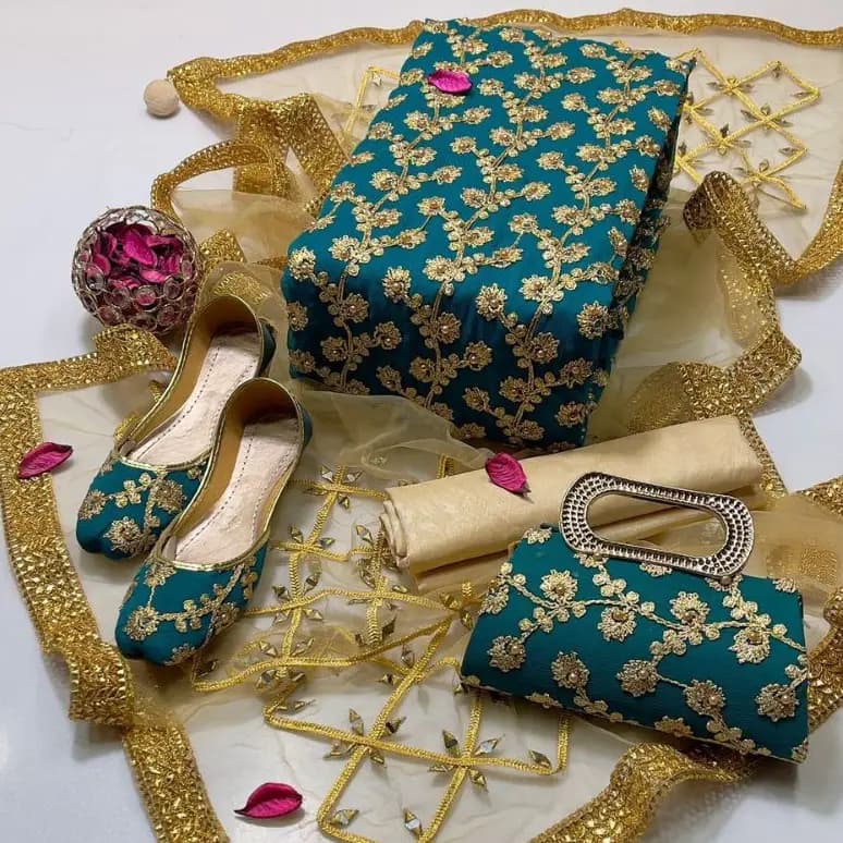 5 Pcs Fancy Collection Suit Crinkle Chiffon