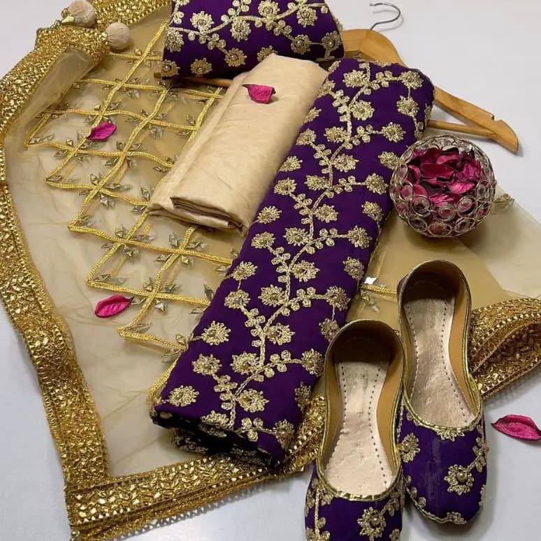 5 Pcs Fancy Collection Suit Crinkle Chiffon