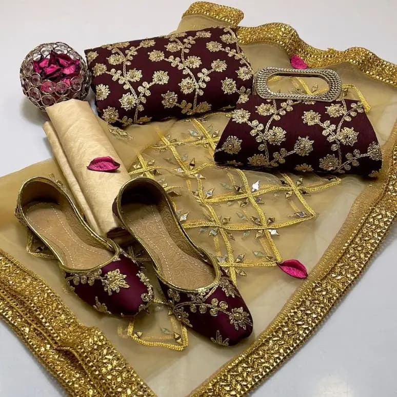 5 Pcs Fancy Collection Suit Crinkle Chiffon