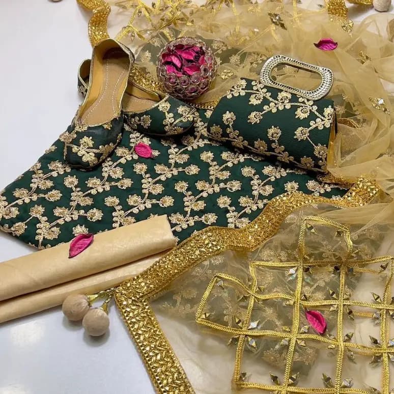 5 Pcs Fancy Collection Suit Crinkle Chiffon