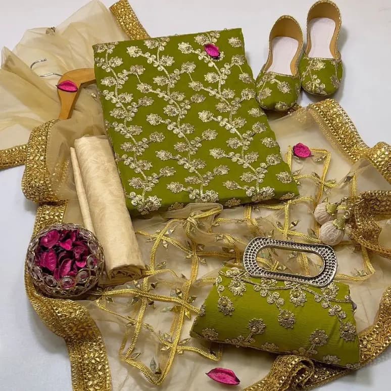 5 Pcs Fancy Collection Suit Crinkle Chiffon