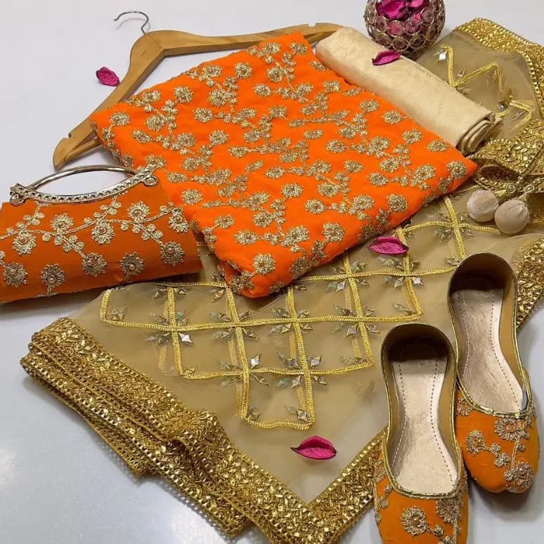 5 Pcs Fancy Collection Suit Crinkle Chiffon