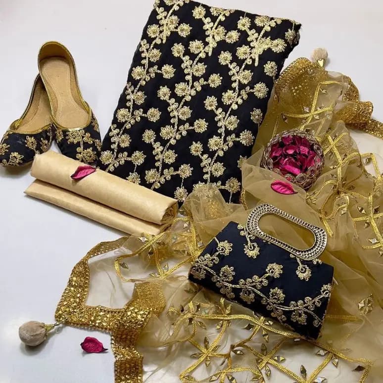 5 Pcs Fancy Collection Suit Crinkle Chiffon