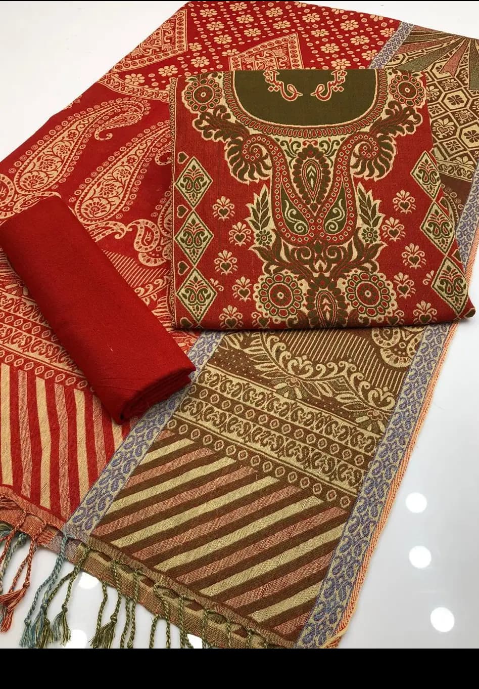 3 Pc Jamawar Kashmiri Wool Dress - Winter Collection