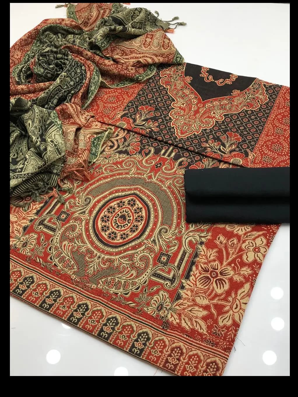 3 Pc Jamawar Kashmiri Wool Dress - Winter Collection