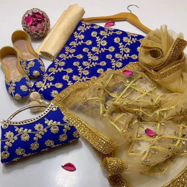 5 Pcs Fancy Collection Suit Crinkle Chiffon